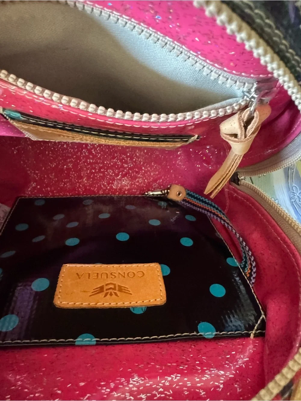 Consuela Blue Floral Dome Backpack with Pink Accents